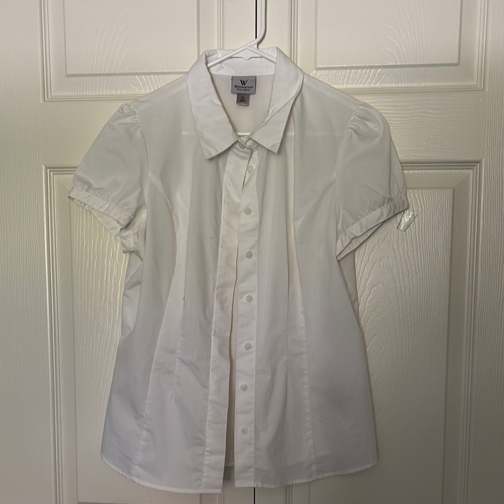 Worthington White Short Sleeve Blouse